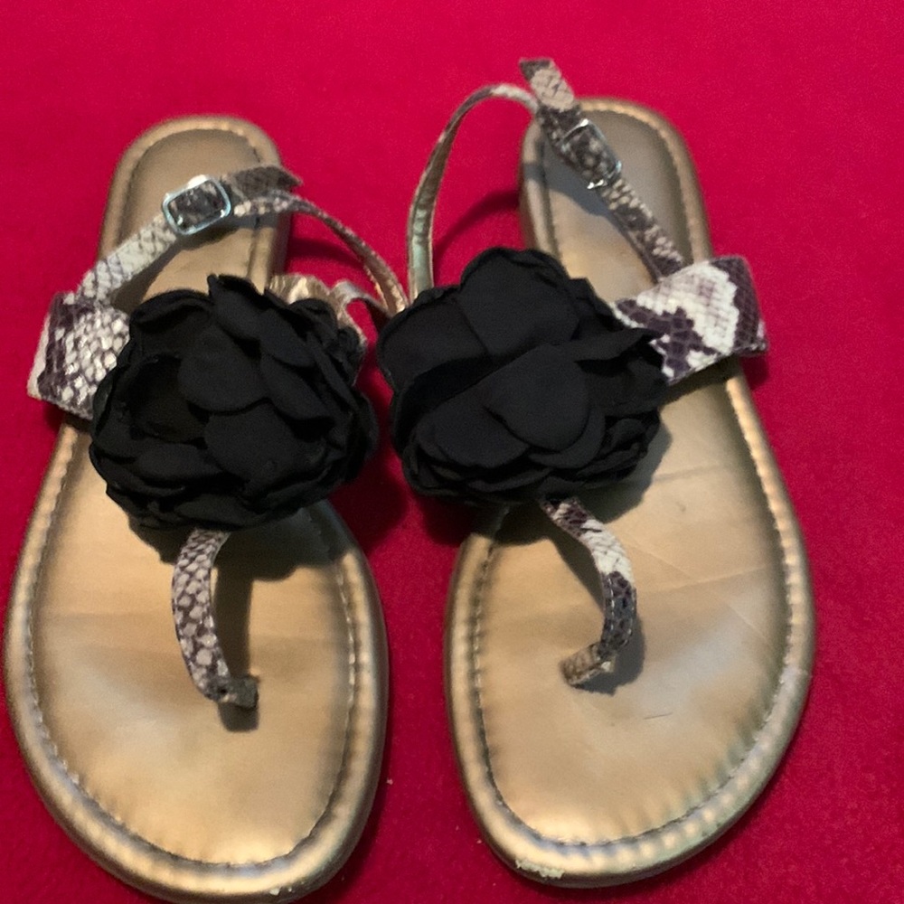 Snake print BCBG thong sandals